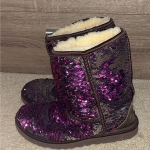 Two toned pink/purple sequin uggs. Size 8. Worn, but good  condition